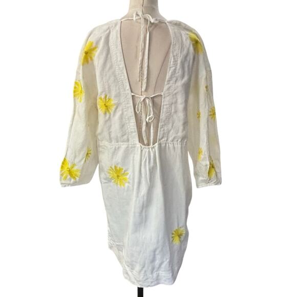 Something Navy White Daisy Linen blend Mini Dress Size Small - Picture 5 of 14